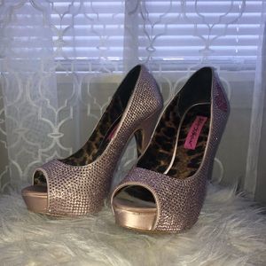Betsey Johnson rhinestone open toe stilettos 👠